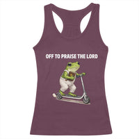 Funny Christian Frog Racerback Tank Top Off To Praise The Lord