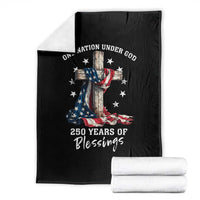 250th Anniversary USA Throw Blanket One Nation Under God US 250 Flag Cross 4th Of July