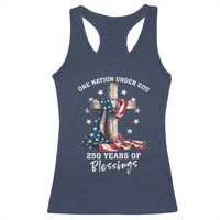 250th Anniversary USA Racerback Tank Top One Nation Under God US 250 Flag Cross 4th Of July