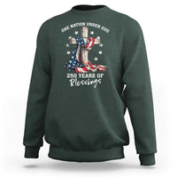 250th Anniversary USA Sweatshirt One Nation Under God US 250 Flag Cross 4th Of July
