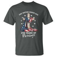 250th Anniversary USA T Shirt One Nation Under God US 250 Flag Cross 4th Of July