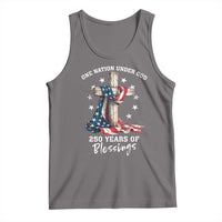 250th Anniversary USA Tank Top One Nation Under God US 250 Flag Cross 4th Of July