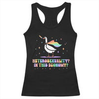 Rainbow Goose Heterosexuality in This Economy Racerback Tank Top LGBTQ Lesbian Pride - Wonder Print Shop