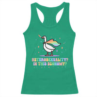 Rainbow Goose Heterosexuality in This Economy Racerback Tank Top LGBTQ Lesbian Pride - Wonder Print Shop