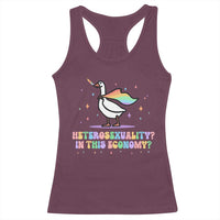 Rainbow Goose Heterosexuality in This Economy Racerback Tank Top LGBTQ Lesbian Pride - Wonder Print Shop