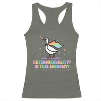Rainbow Goose Heterosexuality in This Economy Racerback Tank Top LGBTQ Lesbian Pride - Wonder Print Shop