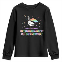 Rainbow Goose Heterosexuality in This Economy Youth Sweatshirt LGBTQ Lesbian Pride - Wonder Print Shop