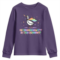 Rainbow Goose Heterosexuality in This Economy Youth Sweatshirt LGBTQ Lesbian Pride - Wonder Print Shop