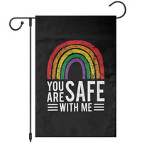 You Are Safe With Me Garden Flag Retro Rainbow LGBTQ Ally Pride - Wonder Print Shop