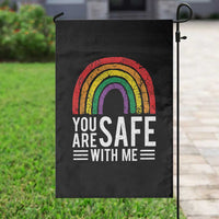 You Are Safe With Me Garden Flag Retro Rainbow LGBTQ Ally Pride - Wonder Print Shop