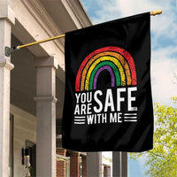 You Are Safe With Me Garden Flag Retro Rainbow LGBTQ Ally Pride - Wonder Print Shop