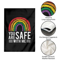 You Are Safe With Me Garden Flag Retro Rainbow LGBTQ Ally Pride - Wonder Print Shop