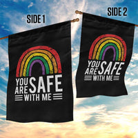 You Are Safe With Me Garden Flag Retro Rainbow LGBTQ Ally Pride - Wonder Print Shop
