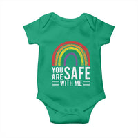 You Are Safe With Me Baby Onesie Retro Rainbow LGBTQ Ally Pride - Wonder Print Shop