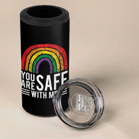 You Are Safe With Me 4 in 1 Can Cooler Tumbler Retro Rainbow LGBTQ Ally Pride - Wonder Print Shop
