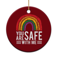 You Are Safe With Me Ceramic Ornament Retro Rainbow LGBTQ Ally Pride - Wonder Print Shop
