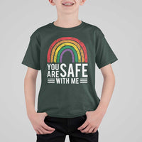 You Are Safe With Me T Shirt For Kid Retro Rainbow LGBTQ Ally Pride - Wonder Print Shop