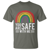 You Are Safe With Me T Shirt Retro Rainbow LGBTQ Ally Pride - Wonder Print Shop