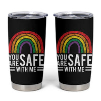 You Are Safe With Me Tumbler Cup Retro Rainbow LGBTQ Ally Pride - Wonder Print Shop
