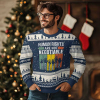 Human Rights Ugly Christmas Sweater Are Not Negotiable Retro Equality Statement - Wonder Print Shop