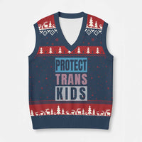 Protect Trans Kids V-Neck Knit Sweater Vest Transgender Pride Trans Rights Social Justice - Wonder Print Shop