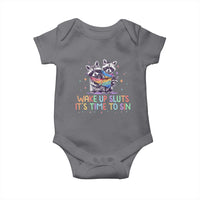 Funny Racoon Pride Baby Onesie Wake Up Sluts It Is Time To Sin LGBTQ Rainbow Flag - Wonder Print Shop