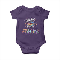 Funny Racoon Pride Baby Onesie Wake Up Sluts It Is Time To Sin LGBTQ Rainbow Flag - Wonder Print Shop