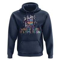 Funny Racoon Pride Hoodie Wake Up Sluts It Is Time To Sin LGBTQ Rainbow Flag - Wonder Print Shop