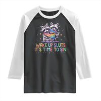 Funny Racoon Pride Raglan Shirt Wake Up Sluts It Is Time To Sin LGBTQ Rainbow Flag - Wonder Print Shop