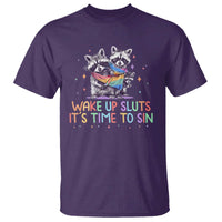 Funny Racoon Pride T Shirt Wake Up Sluts It Is Time To Sin LGBTQ Rainbow Flag - Wonder Print Shop