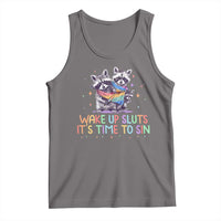 Funny Racoon Pride Tank Top Wake Up Sluts It Is Time To Sin LGBTQ Rainbow Flag - Wonder Print Shop