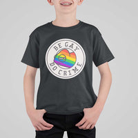Be Gay Do Crime Rainbow Chameleon LGBTQ Pride Flag T Shirt For Kid - Wonder Print Shop