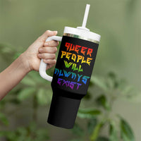 Queer Pride Tumbler With Handle Queer People Will Always Exist LGBTQIA Gay Ally - Wonder Print Shop