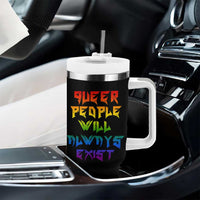 Queer Pride Tumbler With Handle Queer People Will Always Exist LGBTQIA Gay Ally - Wonder Print Shop