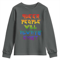 Queer Pride Youth Sweatshirt Queer People Will Always Exist LGBTQIA Gay Ally - Wonder Print Shop