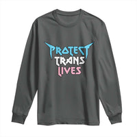 Protect Trans Lives Long Sleeve Shirt Heavy Metal - Wonder Print Shop