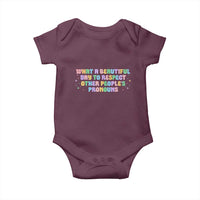 Equality Pride Baby Onesie Respect Other People's Pronouns LGBT LGBTQ Pride Ally - Wonder Print Shop