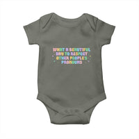Equality Pride Baby Onesie Respect Other People's Pronouns LGBT LGBTQ Pride Ally - Wonder Print Shop