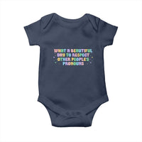 Equality Pride Baby Onesie Respect Other People's Pronouns LGBT LGBTQ Pride Ally - Wonder Print Shop