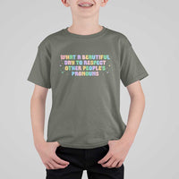 Equality Pride T Shirt For Kid Respect Other People's Pronouns LGBT LGBTQ Pride Ally - Wonder Print Shop