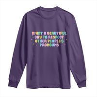Equality Pride Long Sleeve Shirt Respect Other People's Pronouns LGBT LGBTQ Pride Ally - Wonder Print Shop