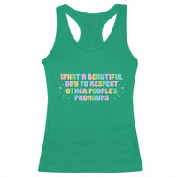 Equality Pride Racerback Tank Top Respect Other People's Pronouns LGBT LGBTQ Pride Ally - Wonder Print Shop