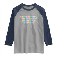 Equality Pride Raglan Shirt Respect Other People's Pronouns LGBT LGBTQ Pride Ally - Wonder Print Shop