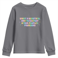 Equality Pride Youth Sweatshirt Respect Other People's Pronouns LGBT LGBTQ Pride Ally - Wonder Print Shop