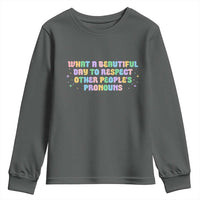 Equality Pride Youth Sweatshirt Respect Other People's Pronouns LGBT LGBTQ Pride Ally - Wonder Print Shop