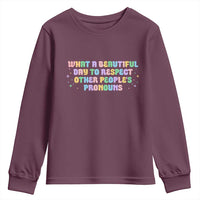 Equality Pride Youth Sweatshirt Respect Other People's Pronouns LGBT LGBTQ Pride Ally - Wonder Print Shop