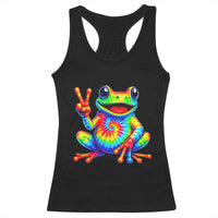 Tie-Dye Frog Peace Sign Hippie Racerback Tank Top Toad Trends Effect Printing - Wonder Print Shop