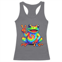 Tie-Dye Frog Peace Sign Hippie Racerback Tank Top Toad Trends Effect Printing - Wonder Print Shop