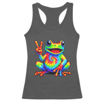 Tie-Dye Frog Peace Sign Hippie Racerback Tank Top Toad Trends Effect Printing - Wonder Print Shop