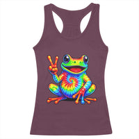 Tie-Dye Frog Peace Sign Hippie Racerback Tank Top Toad Trends Effect Printing - Wonder Print Shop
